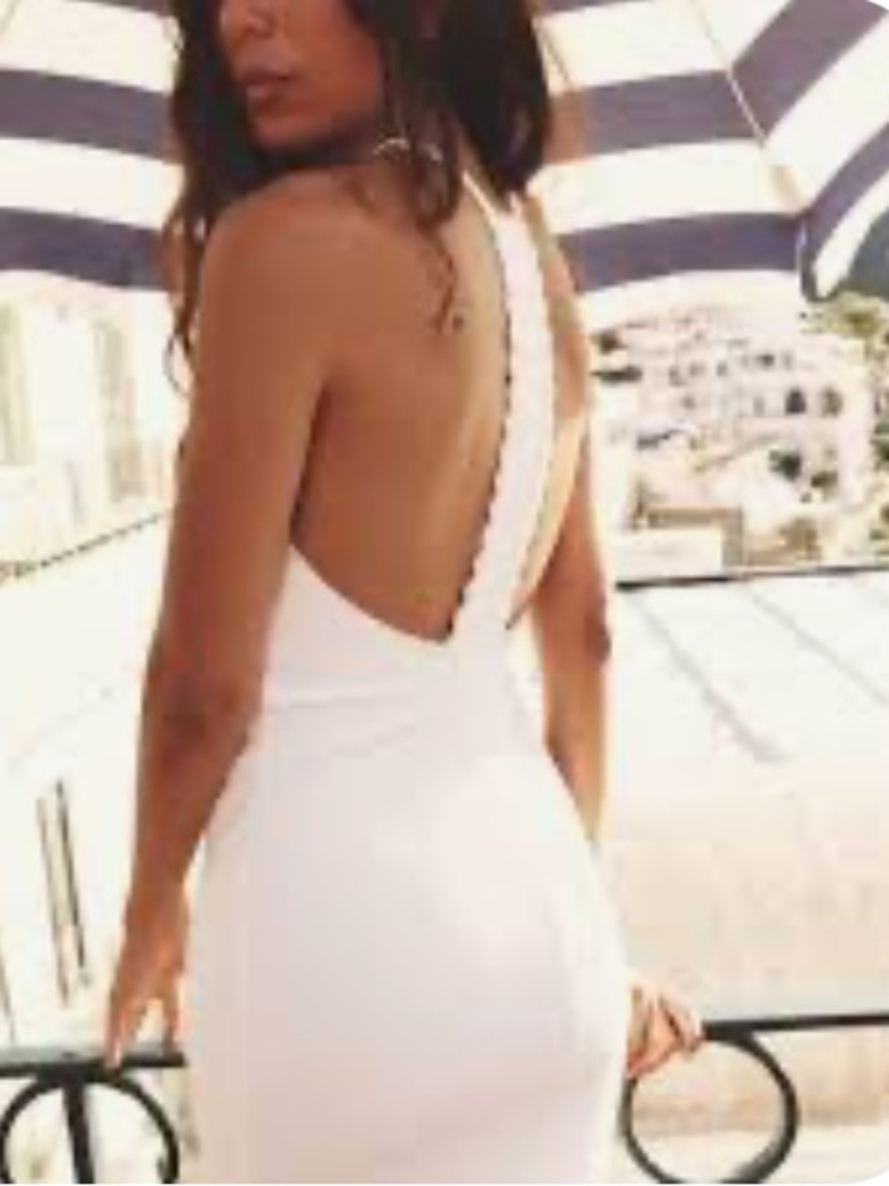 NWT Zara  white halter neck bodycon Midi Dress